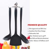 Ensemble d'ustensiles de cuisine en silicone de qualité supérieure, 4 pièces, de qualité alimentaire, durables, avec logo personnalisé sur l'emballage, pour la cuisine à domicile (rouge noir)