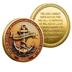 库存纪念币纪念币锚形基督宗教锌合金圆形工艺礼品定制3D浮雕UV印刷免费设计 - Product Image 1