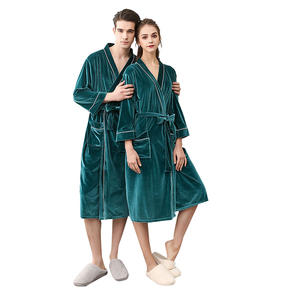 Batas para parejas de primavera y otoño de alta calidad, ropa de dormir de <span class=keywords><strong>manga</strong></span> larga para amantes, pijamas de lujo Unisex - Product Image 1