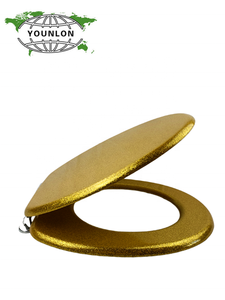 Siège de toilette en bois à fermeture lente, doré scintillant, de qualité supérieure et très tendance - Product Image 3