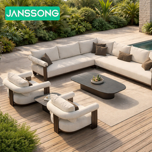 Ensemble de canapés de luxe modernes en aluminium en forme de L, mobilier de <span class=keywords><strong>jardin</strong></span>, mobilier de piscine en métal, canapés d'extérieur - Product Image 1