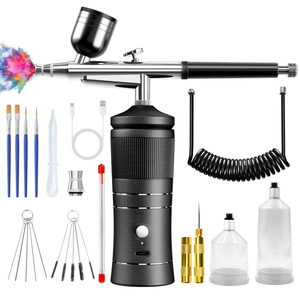 Kit aérographe rechargeable à double action avec piston en cuivre à connexion rapide, vitesse réglable 15-35 psi, mini compresseur facile à installer - Product Image 2