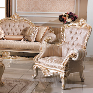 Divano Sezionale Classico Vintage in Tessuto, Set Divani in Legno Massello Durevole, Arredamento <span class=keywords><strong>Soggiorno</strong></span> Guangzhou - Vendita Calda - Product Image 4