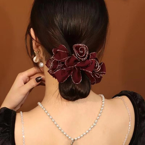 Coletero de Moda Minimalista de Doble Capa con Diseño Floral, Versátil y Exclusivo, para Mujer, Venta al por Mayor de Accesorios para el Cabello - Product Image 2