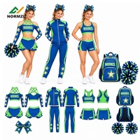 Ensemble de survêtement de cheerleading à motif étoile, veste d'entraînement pour pom-pom girls, sac de cheerleading avec pompons et nœuds, uniforme de cheerleading classique pour jeunes