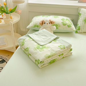 2025 mùa xuân mới đến rửa bông màu xanh lá cây hoa in 4pcs <span class=keywords><strong>Comforter</strong></span> Bộ - Product Image 5
