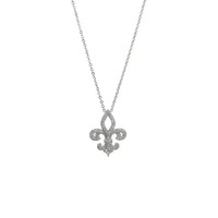 Collier pendentif fleur-de-lis en argent sterling S925 entièrement pavé de CZ, plaqué or 18 carats, collier ras-de-cou délicat en forme de fleur d'iris pour femmes