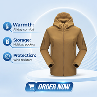 Veste coupe-vent en softshell imitation peau de requin, doublée de polaire, coupe-vent, chaude, tactique, à capuche, camouflage, unisexe, uniforme d'extérieur, en stock