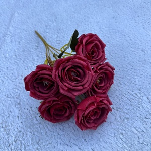 PT-R125 Chất Lượng Cao 6 Đầu Hoa Hồng Lụa Mẫu Có Sẵn Nhân Tạo Hoa Hồng Bán Buôn Hoa Nhân Tạo - Product Image 6