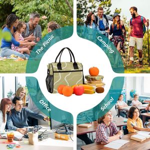 Sac isotherme de style hawaïen avec motif de fleurs de Pikake, sac à déjeuner personnalisé avec logo, sac isotherme réutilisable avec bandoulière - Product Image 5