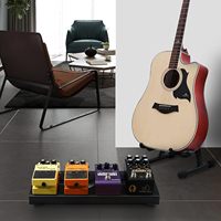 Papan Pedal Gitar Mini 14" Efek Gitar Kompak Pedalboard Kecil dengan Pedal, Pita Pengikat Kabel & Kabel Patch, Hitam