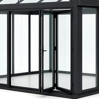 Solarium en verre à double vitrage en alliage d'aluminium et de magnésium noir pour patio, villa, jardin
