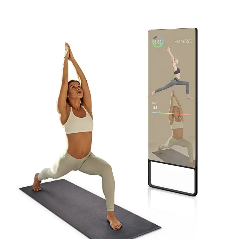 Espejo de yoga con pantalla lcd de 43 pulgadas, espejo inteligente de fitness para gimnasio