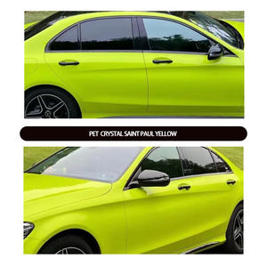 Vente directe usine – Film PET auto-adhésif super brillant jaune Saint Paul 1,52*18m à effet changeant de couleur pour carrosserie automobile - Product Image 1