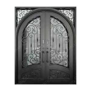 Высокое качество quanzhou заводская цена OEM двойная кованая железная дверь входные двери одинарный двойной дизайн