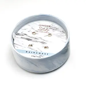 RAINCOAST 핫 세일 대리석 도자기 4 Wick 도매 큰 향기로운 럭셔리 양초 410G