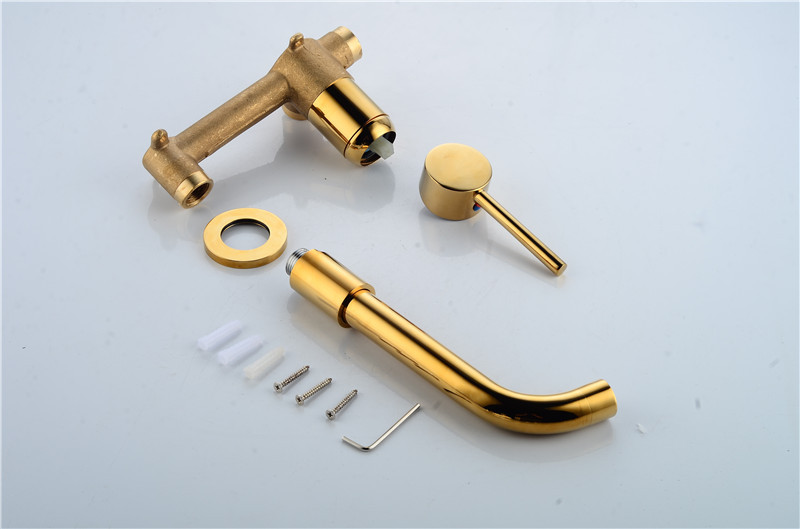 Luxury wall mounted brass double handle black Concealed  basin mixer faucet