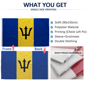 <span class=keywords><strong>Bandera</strong></span> de <span class=keywords><strong>Barbados</strong></span> 3x5 pies, Poliéster, Impresión a una Cara, Ojales de Latón, Doble Costura, Venta al por Mayor, 90x150cm - Product Image 3