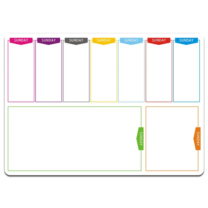Tableau blanc magnétique de réfrigérateur calendrier mensuel hebdomadaire tableau effaçable à sec