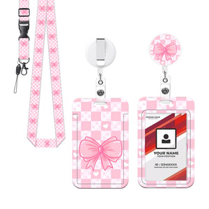 Porte-badge transfrontalier imprimé UV, avec boucle rétractable facile à tirer, cordon de transfert thermique, étiquette nominative, badge d'employé anti-perte - Product Image 1