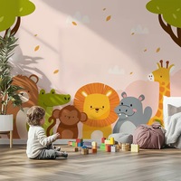 Créatures marines et fleurs, plantes, texture velours, imperméable, murale autocollante multi-pièces pour la décoration de la chambre d'enfant et de la crèche