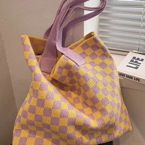 Borsa Tote da Donna BETTY LUORI, Moda Casual, Grande Capacità, Lavorata a Maglia, a Quadri, Chiusura Aperta, Fodera in Poliestere, Estate Autunno - Product Image 4