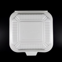 Boîte alimentaire jetable en MFPP blanc à 3 compartiments de 8 pouces, en carbonate de calcium, pour emporter, pour l'emballage de repas rapides