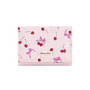 Nueva Cartera Pequeña y Portátil para <span class=keywords><strong>Mujer</strong></span>, con Estampado de Cerezas y Lazo, de <span class=keywords><strong>Cuero</strong></span> PU Impermeable, para Monedas - Product Image 4