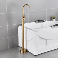 Robinet de baignoire sur pied en laiton poli chromé noir, mitigeur cascade à débit élevé, design moderne pour salle de bain