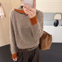 Pull-over chaud à col roulé pour femme, en cachemire, coupe ample, manches longues, personnalisable.