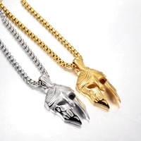 Nouveau Collier Tendance Hip-Hop Unisexe en Cuivre avec Pendentif Guerrier Spartan Chaîne Bambou Personnalisé pour Homme et Femme