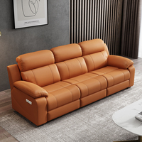 Canapé inclinable électrique moderne en PU pour home cinéma, avec chargeur USB et porte-gobelets, pour salon - Vente en gros