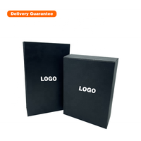 Boîte-cadeau pliable rectangulaire noire personnalisée avec fermeture magnétique Emballage de produit préfabriqué comportant un logo laminé mat gaufré