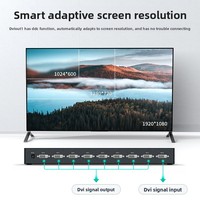 Pemisah Tampilan Video Dvi 1 hingga 8 untuk Audio Rumah, 1 Input 8 Output 1080P 30M 165Mhz, Pemisah Dvi Hitam 1080P