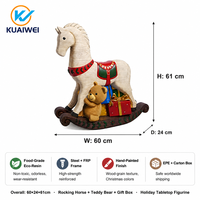Boîte cadeau KW Cheval à bascule et ours en peluche de Noël - Ornement de table festif en résine de style européen, finition naturelle écologique