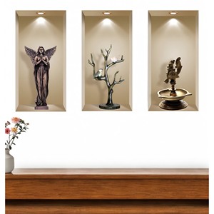 HMS Set di tre decalcomanie da parete in finta nicchia 3D Peel e Stick - Product Image 2