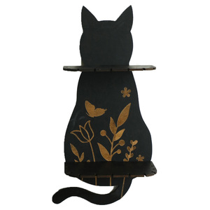 En bois chat noir cristal étagère <span class=keywords><strong>pendule</strong></span> et collier support sorcière étagère tenture murale décor à la maison chat amant cadeau - Product Image 5