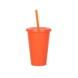 Atlas Solid Color Single Wall 16 Ounce Disposable BPA Free Polypropylene Cold <b>Drink</b> Coffee Cup Tumbler Lid <b>Straw</b> for Party Use - Product Image 6