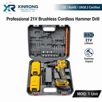 Industrieller 21V Akku-Bohrhammer-Set mit Schlagfunktion, 2 Akkus, schlüssellosem Bohrfutter, Elektrowerkzeug-Set mit Koffer, CE RoHS
