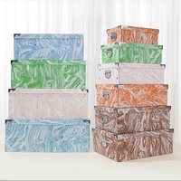 Carton pliable et empilable avec poignées et couvercle pour la maison bureau pépinière jouet Photos Solution de stockage décorative boîte à fichiers