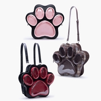 Mochila de gran capacidad con diseño original personalizado, multicapa, transparente, con diseño de huellas de perro y gato, estilo Ita Bag, para muñecas de peluche, con PU
