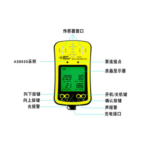 Detector de Gas 4 en 1 Hima AS8900, Monitor Multigas con Alarma de Sonido, Luz y Vibración para Uso Industrial y de Seguridad - Product Image 2