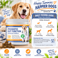 Friandises à Mâcher Probiotiques pour Chiens - Saveur Poulet, Multi-Souches, Inuline, FOS, MOS, Citrouille & Enzymes Digestives pour le Soutien Digestif et Immunitaire