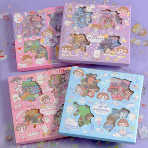 Mignon Kawaii fille autocollants Pack 100 feuilles PET mignon décoration Scrapbook fournitures autocollant main grand livre matériel bande ensemble autocollants - Product Image 4