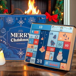 Nouveauté 2024 : Boîtes mystères du compte à rebours de Noël, Calendrier de l'Avent 24 jours, Boîte <span class=keywords><strong>surprise</strong></span>, Cadeaux de fête, Boîte cadeau, Matériaux recyclés, Carré - Product Image 1