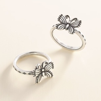 Ensemble de bagues en argent sterling S925 James Avery, style rétro, papillon, fleur, pour femmes, style bohème, bijoux superposés, attrape-regards