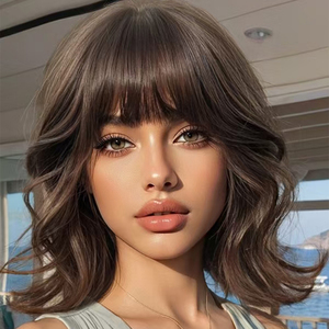 Parrucca Bob Corta Voluminosa Grigio-Marrone Best-Seller Zirou per Donne, in Seta Resistente al Calore, Densità 150%, Copertura Completa - Product Image 1