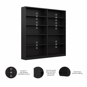 Juego de 2 estanterías altas de 5 niveles, estanterías de almacenamiento y exhibición para el hogar, oficina, sala de estar, biblioteca independiente - Product Image 3