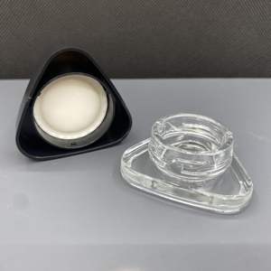 Child-Proof 5ml <b>Mini</b> Glass Jar with Black Plastic Lid Triangle-Shaped Comfortable Grip for Medical Spice Seasoning Storage - Product Image 1