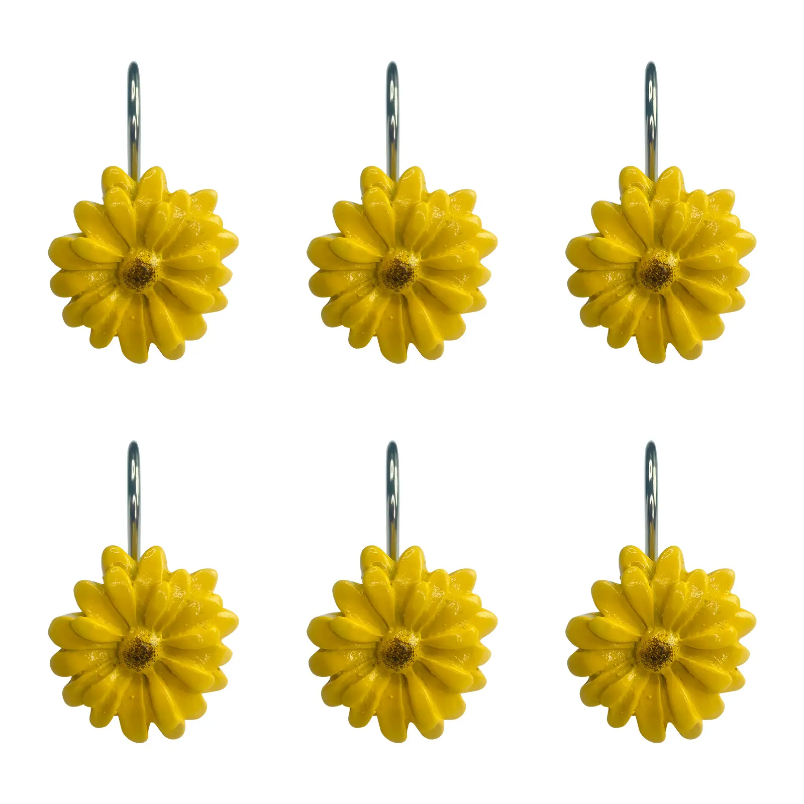 Yellow Chrysanthemum Design Shower Curtain Rings Set of 12 Yellow Sunflower Shower Curtain Hooks Pack of 12